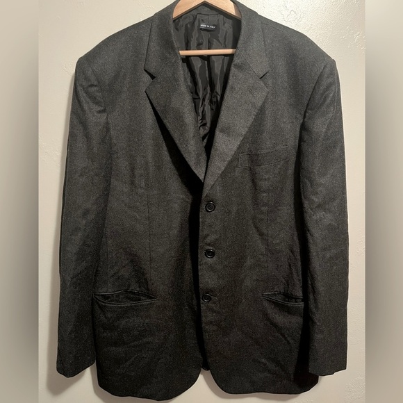 Giorgio Armani Classico Charcoal Gray Black Men's Wool & Cashmere Blazer 44R - Picture 1 of 16